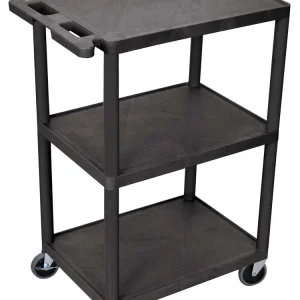 Luxor Workspaces 3 Shelves Structural Foam Plastic Utility Cart, Black (HE42-B)