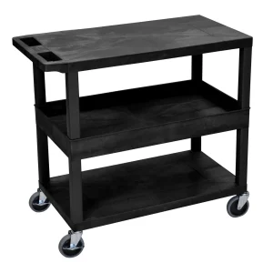 Luxor Workspaces 32" X 18" Cart - Two Flat/One Tub Shelves (EC212HD-B)