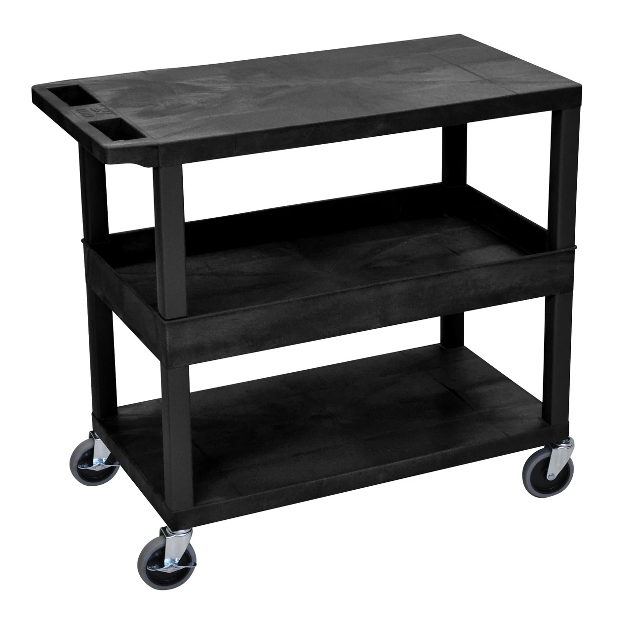 Luxor Workspaces 32" X 18" Cart - Two Flat/One Tub Shelves (EC212HD-B)