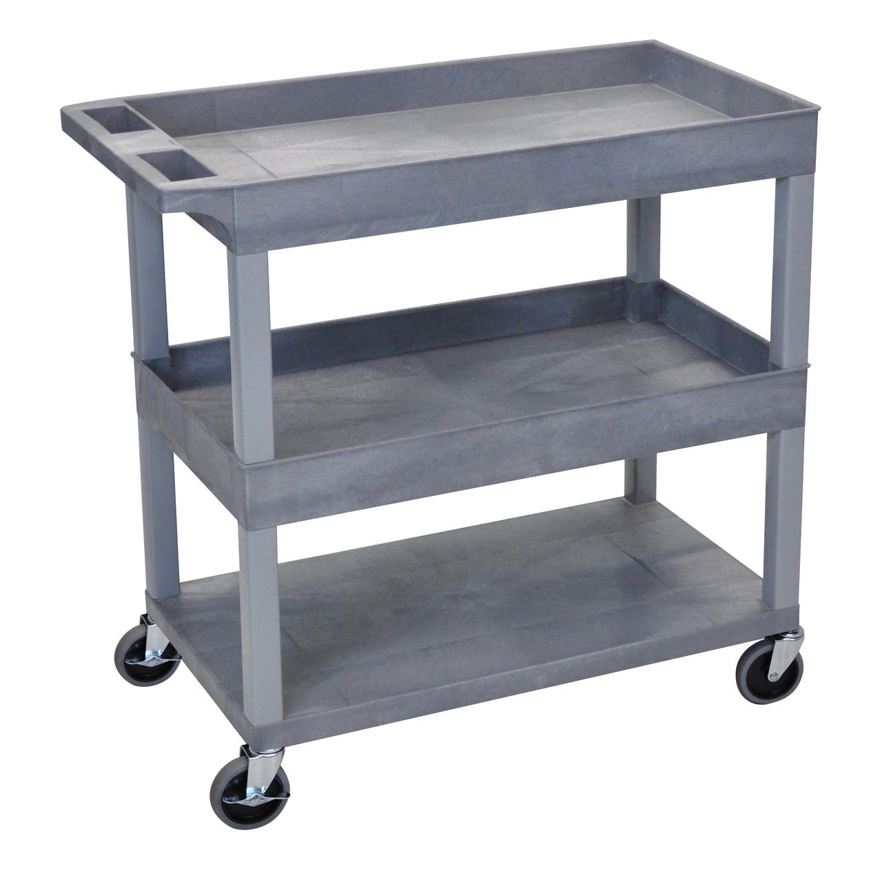 Luxor Workspaces 32" X 18" Cart - Two Tub/One Flat Shelves (EC112-G)