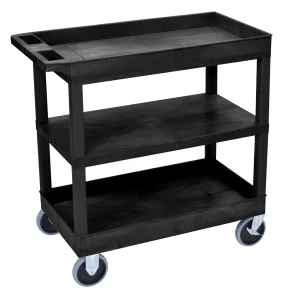 Luxor Workspaces 32" X 18" Cart - Two Tub/One Flat Shelves (EC121HD-B)
