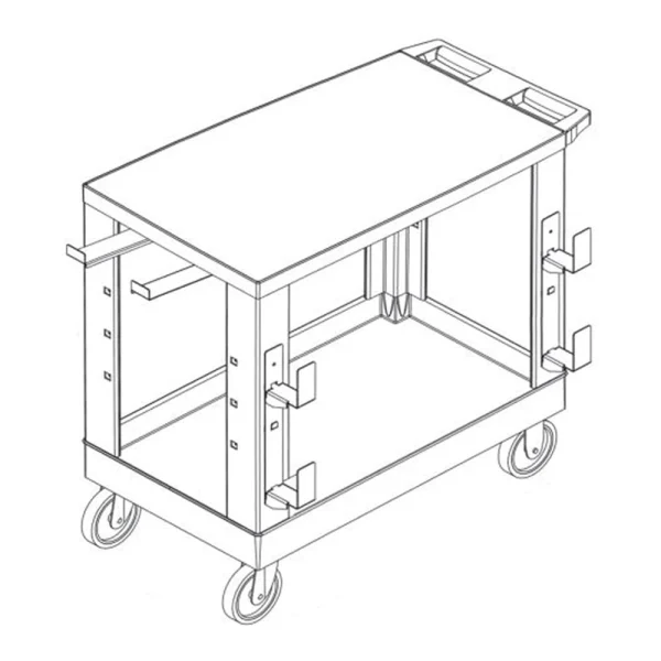 Luxor Workspaces 32"X18" Hd Ind. Cart - Flat & Tub Shelves, Hooks (EC21-NDUST-B)