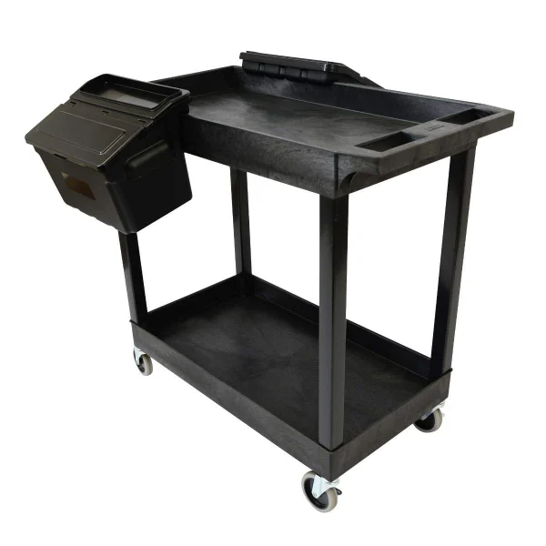 Luxor Workspaces 32"X18" Tub Cart - 2 Shelves W/ Utility Bins (EC11-B-OUTRIG)