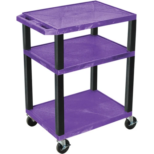 Luxor Workspaces 34" A/V Cart With 3 Shelves, Electrical Assembly (WT34PE-B)