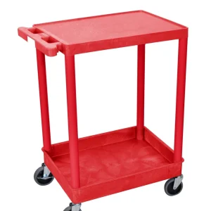 Luxor Workspaces 35.75"H Mobile Utility Cart, Flat Top/Tub (RDSTC21RD)