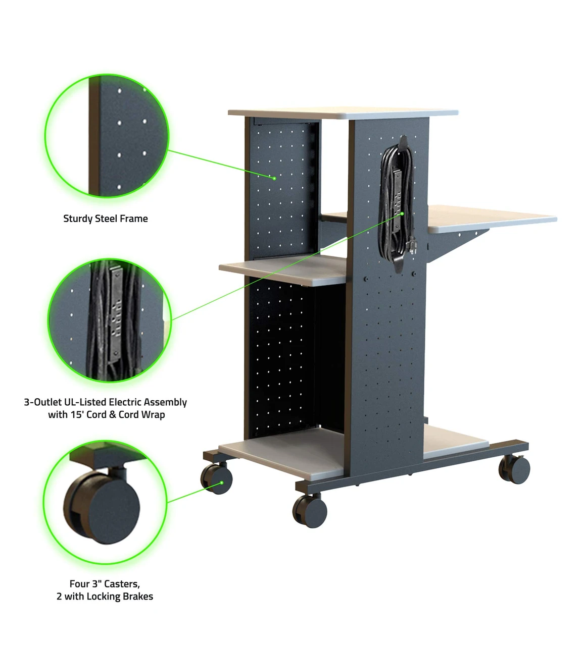 Luxor Workspaces 40" Mobile Presentation Station - Electric (WPS4E) — product image 3