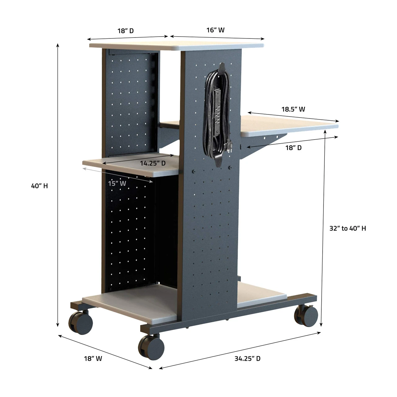 Luxor Workspaces 40" Mobile Presentation Station - Electric (WPS4E) — product image 4