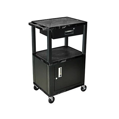 Luxor Workspaces 42" H Av Cart - 3 Shelves Cab Drawer - Blk Leg (WT42C2-B/WTD) — product image 2