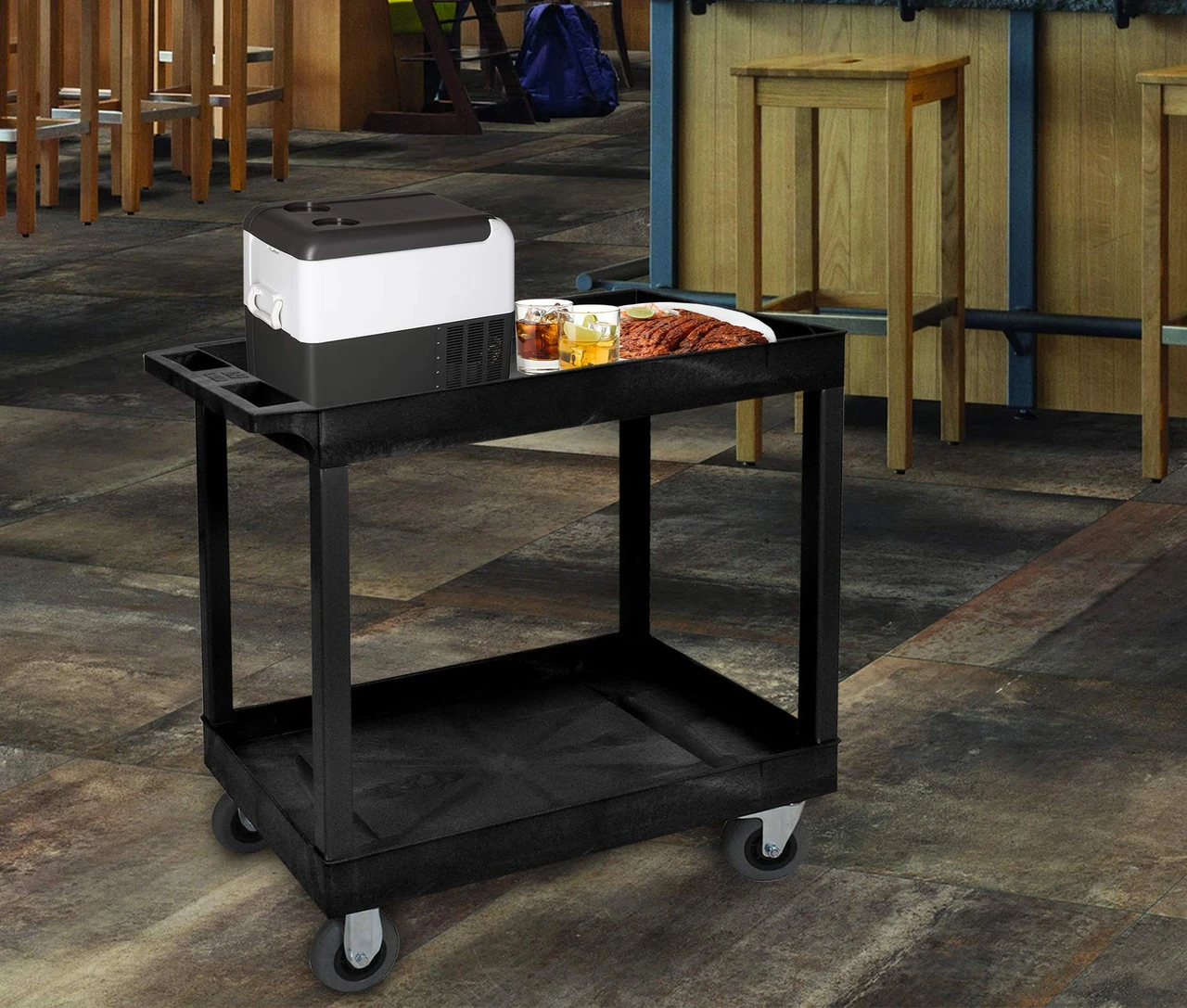 Luxor Workspaces Black 18X32 2 Tub Cart W/ Sp5 Casters (EC11SP5-B) — product image 4