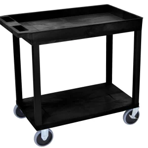 Luxor Workspaces Cart, 1 Tub With 1 Flat Shelf, 18 X 32, Black (EC12HD-B)