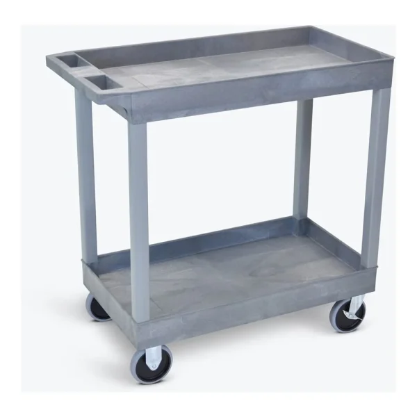 Luxor Workspaces Cart, High Capacity, 2 Tub Shelves, Gray (EC11HD-G)