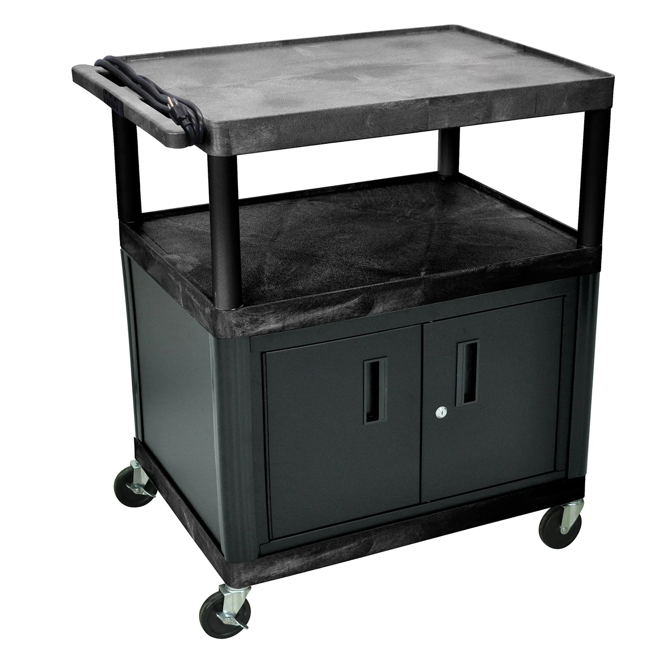 Luxor Workspaces Endura 3-Shelf Presentation Cart, 40-1/4" H, Black (LP40CE-B)