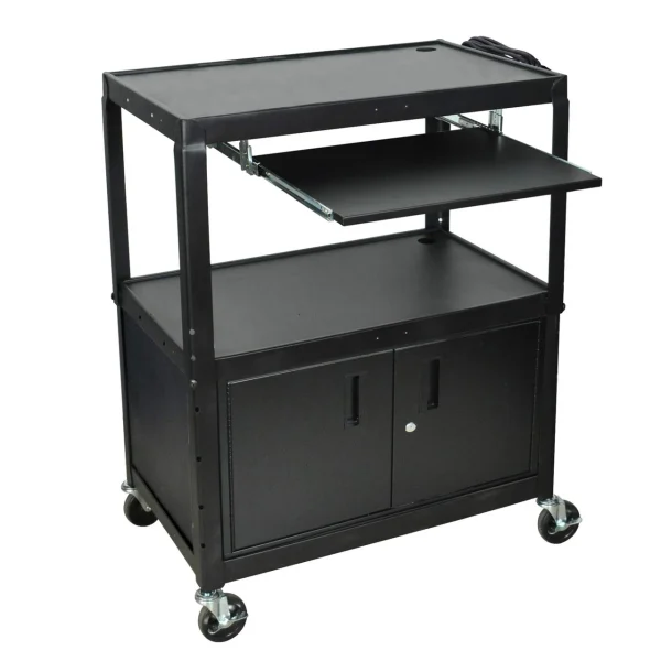 Luxor Workspaces Extra Large Adj. Height Steel Cart - Pullout, Cab (AVJ42XLKBC)