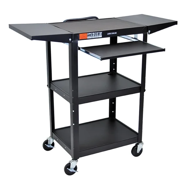 Luxor Workspaces H-Adj Av Cart: Pullout, Drop Leaf, 24X18X42 (AVJ42KBDL)