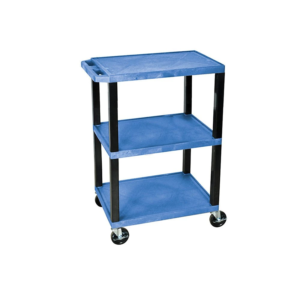 Luxor Workspaces H. Tuffy 34" H 3-Shelf Utility Cart, Blue (WT34BUS-B)
