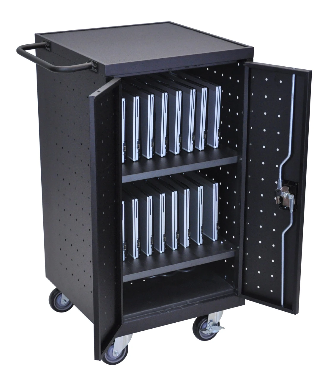 Luxor Workspaces Laptop Computer Charging Cart, 18", Black (LLTP18-B)
