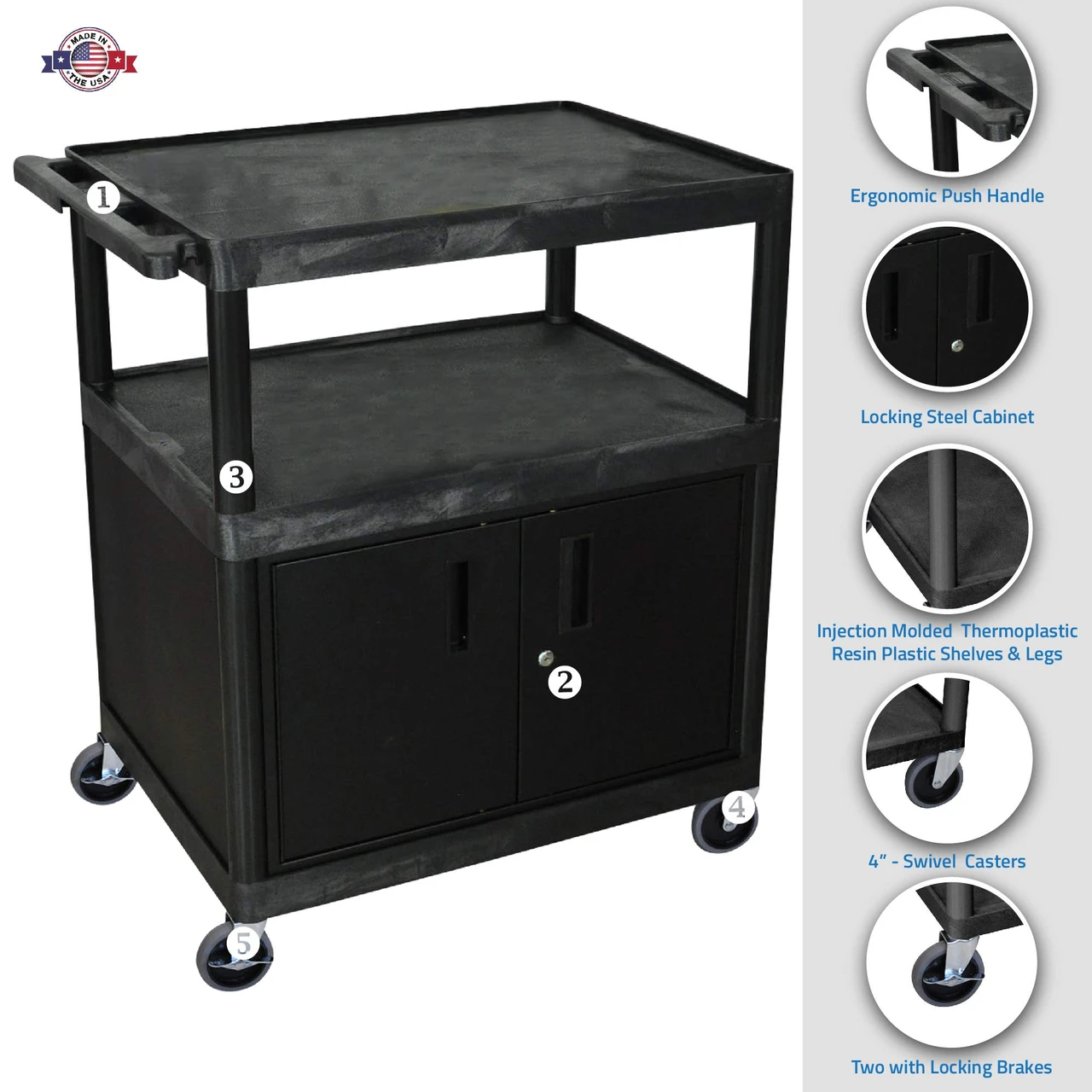 Luxor Workspaces Large Coffee Cart - Cabinet (HE40C-B) — product image 2