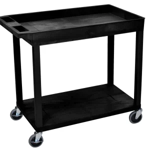 Luxor Workspaces Luxor/H.32" X 18" One Tub/One Flat Shelf, Black (EC12-B)