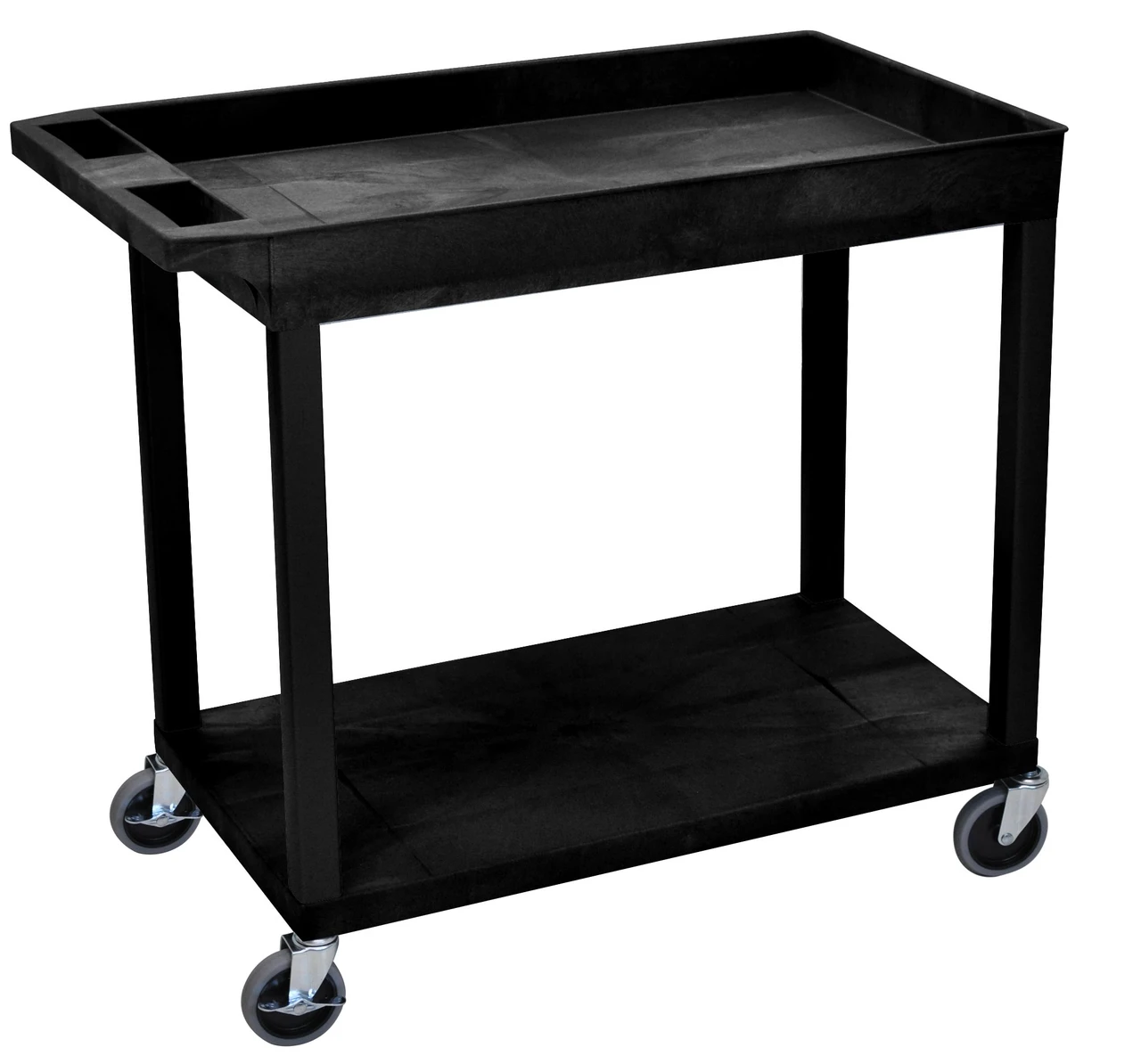 Luxor Workspaces Luxor/H.32" X 18" One Tub/One Flat Shelf, Black (EC12-B)