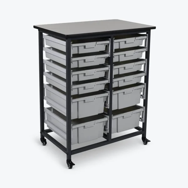 Luxor Workspaces Mobile Bin Storage Unit, 8 Small/4 Large Bins (MBS-DR-8L-CL)
