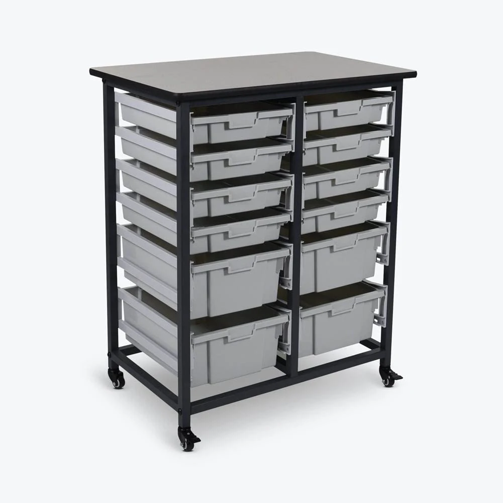 Luxor Workspaces Mobile Bin Storage Unit, 8 Small/4 Large Bins (MBS-DR-8L-CL)