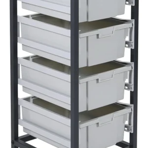 Luxor Workspaces Mobile Bin System - Single Row Gray (MBS-SR-4L)