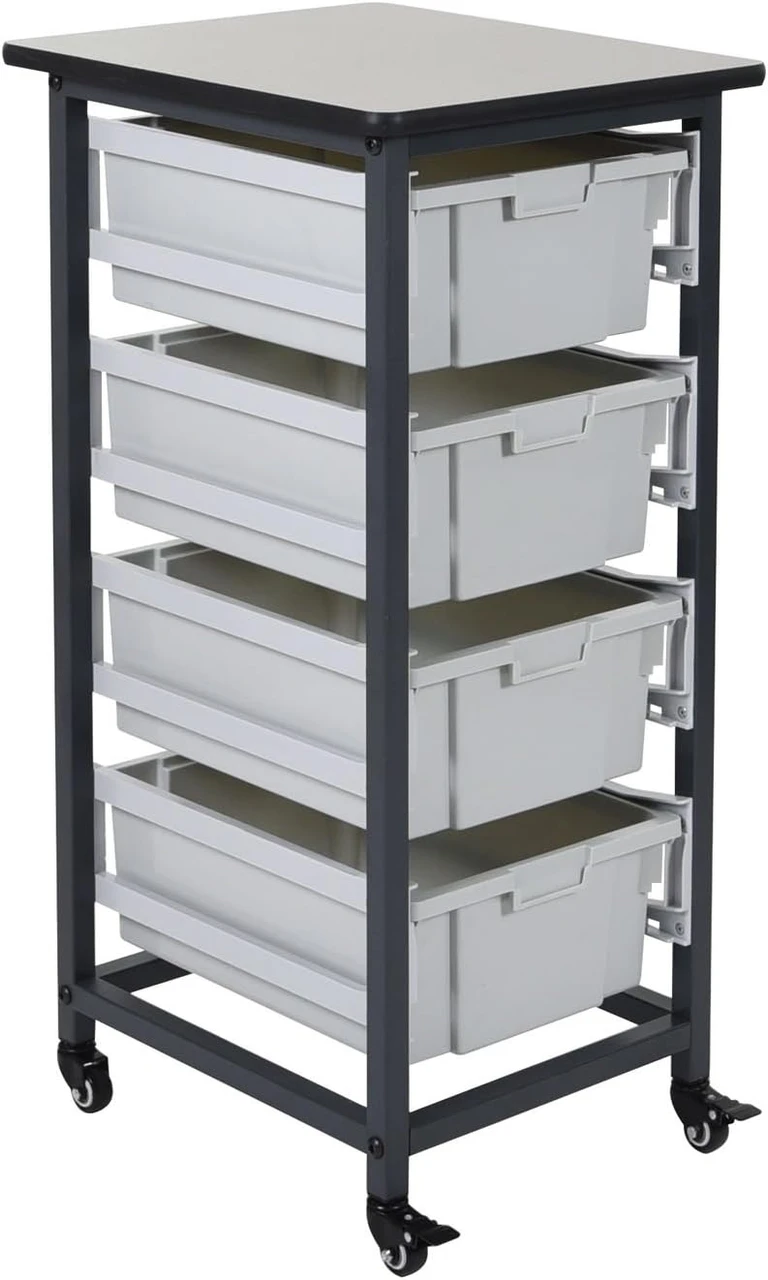 Luxor Workspaces Mobile Bin System - Single Row Gray (MBS-SR-4L)