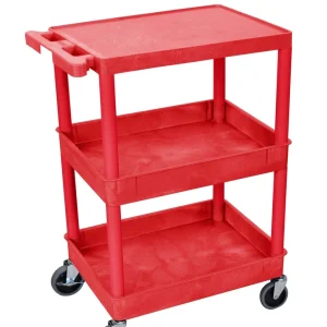 Luxor Workspaces Mobile Utility Cart, Flat Top/Tub, Red (RDSTC211RD)