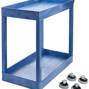 Luxor Workspaces Rolling 2-Shelf Utility Tub Cart - 32"X18", Blue (EC11-BU)