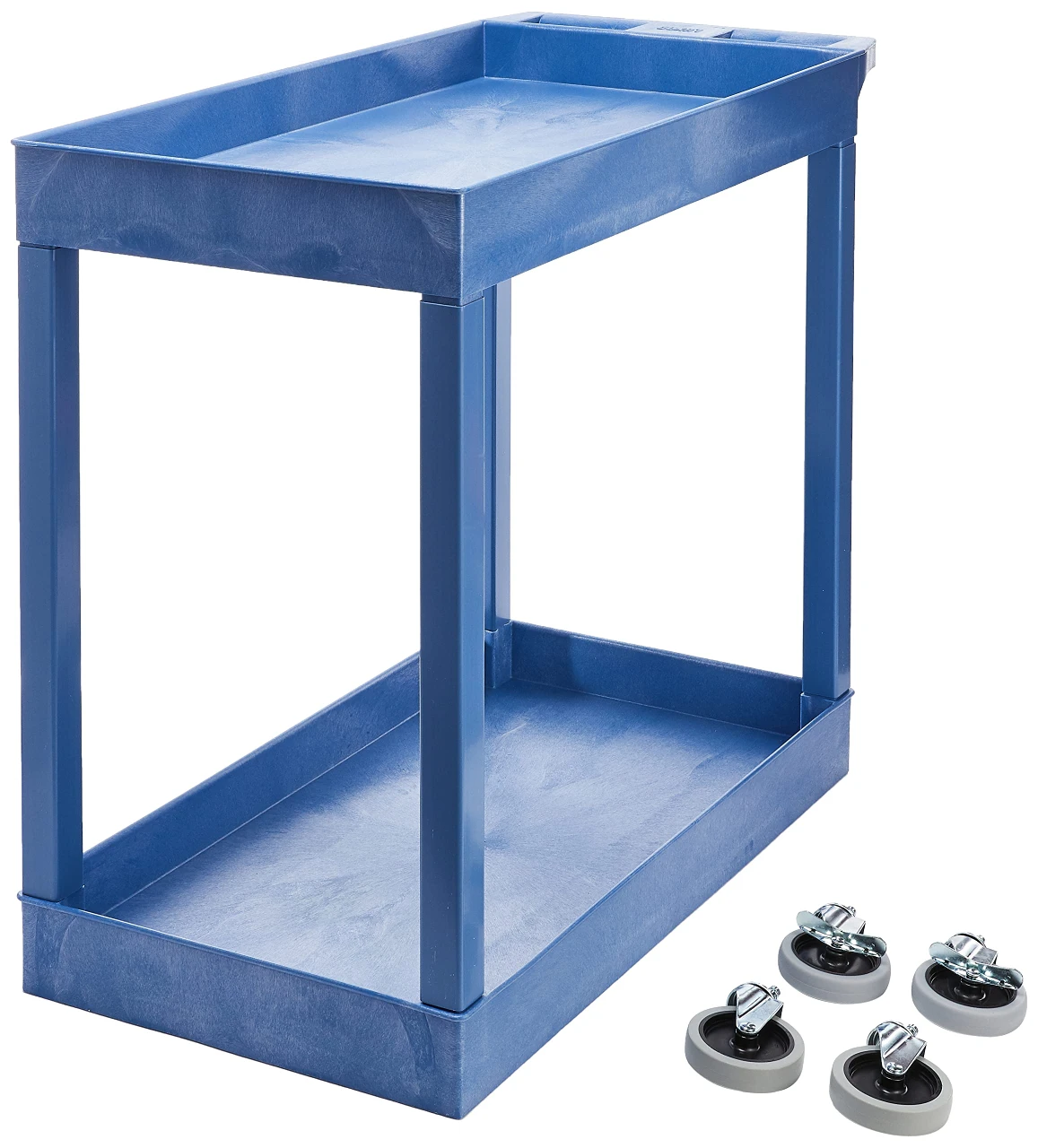 Luxor Workspaces Rolling 2-Shelf Utility Tub Cart - 32"X18", Blue (EC11-BU)