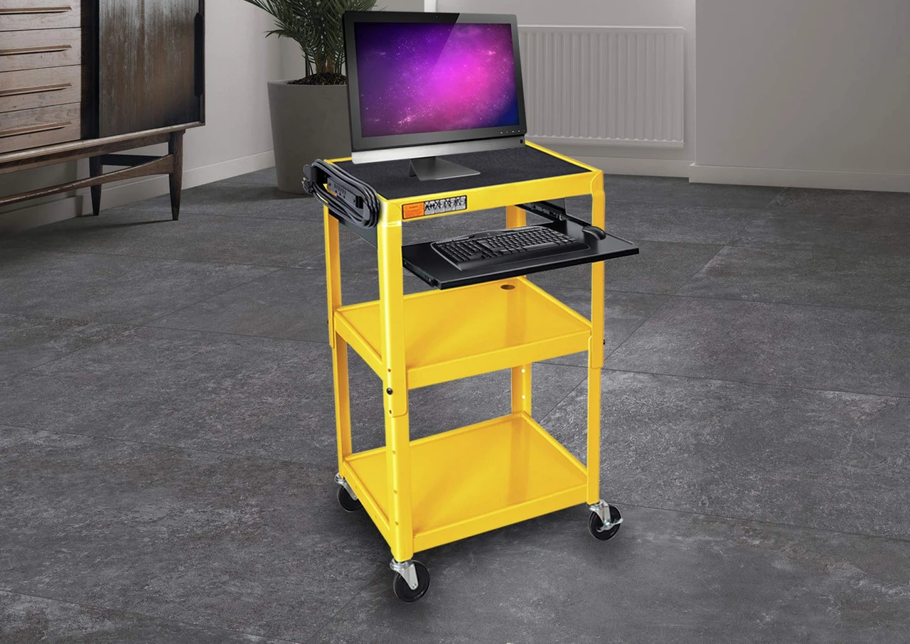 Luxor Workspaces Rolling Adj Steel Cart: Keyboard Tray, Black (AVJ42KB-YW) — product image 4