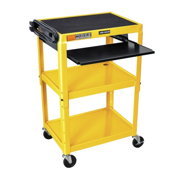 Luxor Workspaces Rolling Adjustable Steel Av Cart: Keyboard Tray,Black (AVJ42KB)