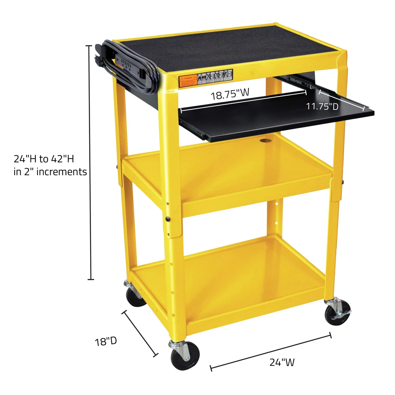 Luxor Workspaces Rolling Adjustable Steel Av Cart: Keyboard Tray,Black (AVJ42KB) — product image 3