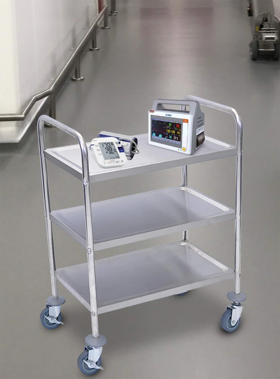 Luxor Workspaces Stainless Steel Cart, 3 Shelves (L100S3) — product image 4