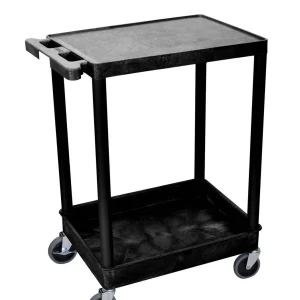 Luxor Workspaces Stc Series 18 X 24" 2-Shelf Utility Cart, Black (STC21-B)