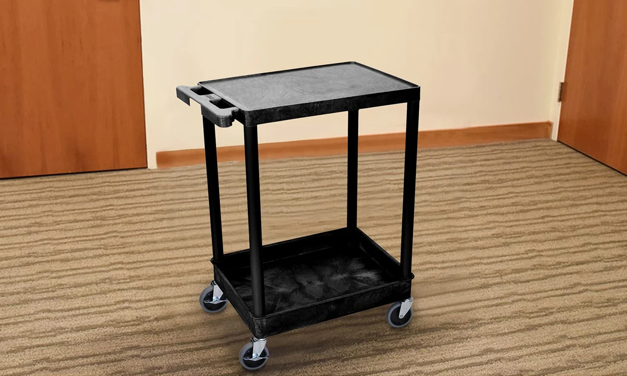Luxor Workspaces Stc Series 18 X 24" 2-Shelf Utility Cart, Black (STC21-B) — product image 2