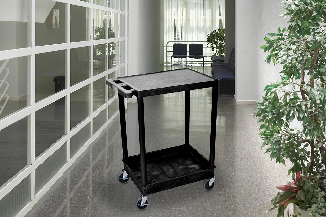 Luxor Workspaces Stc Series 18 X 24" 2-Shelf Utility Cart, Black (STC21-B) — product image 3