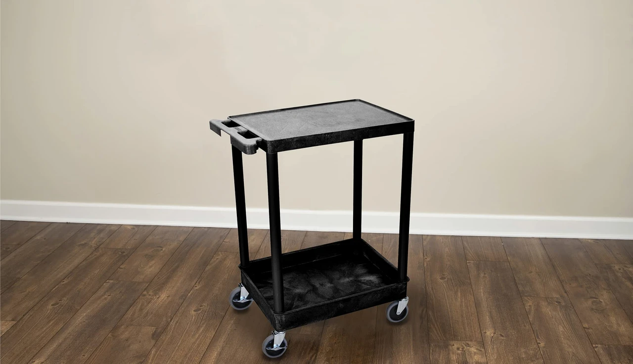 Luxor Workspaces Stc Series 18 X 24" 2-Shelf Utility Cart, Black (STC21-B) — product image 4