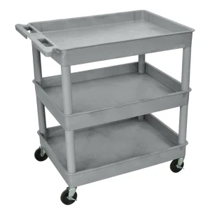 Luxor Workspaces Tub Cart - 3 Shelf,Gray (TC111-G)