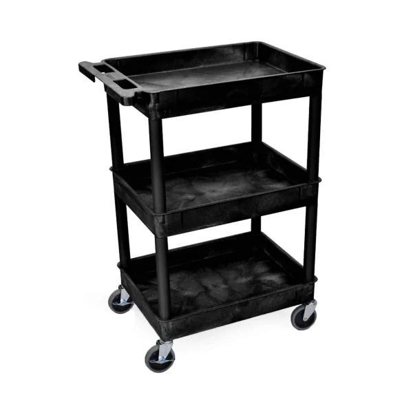 Luxor Workspaces Tub Cart, Three Shelves (STC111-B)