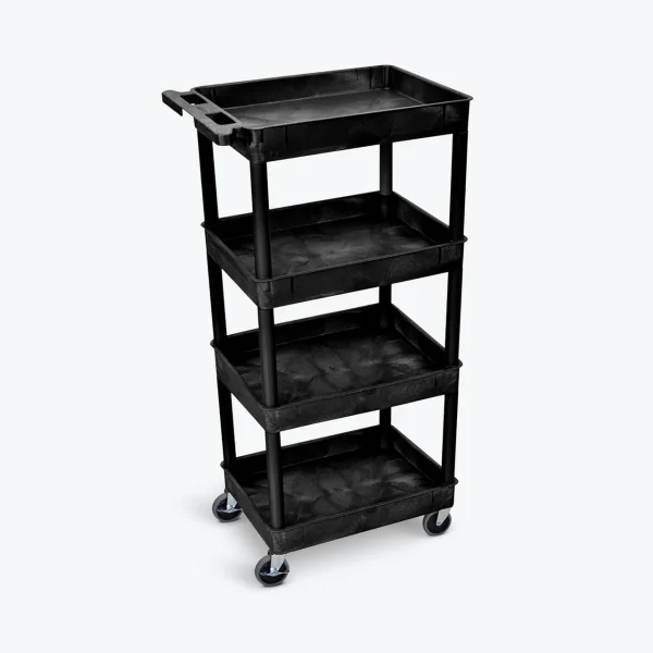 Luxor Workspaces Tub Shelf Cart - Four Shelves (STC1111-B)
