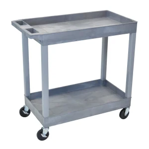 Luxor Workspaces Tub Storage Cart 2 Shelves - Gray , 32" X 18" (EC11-G)