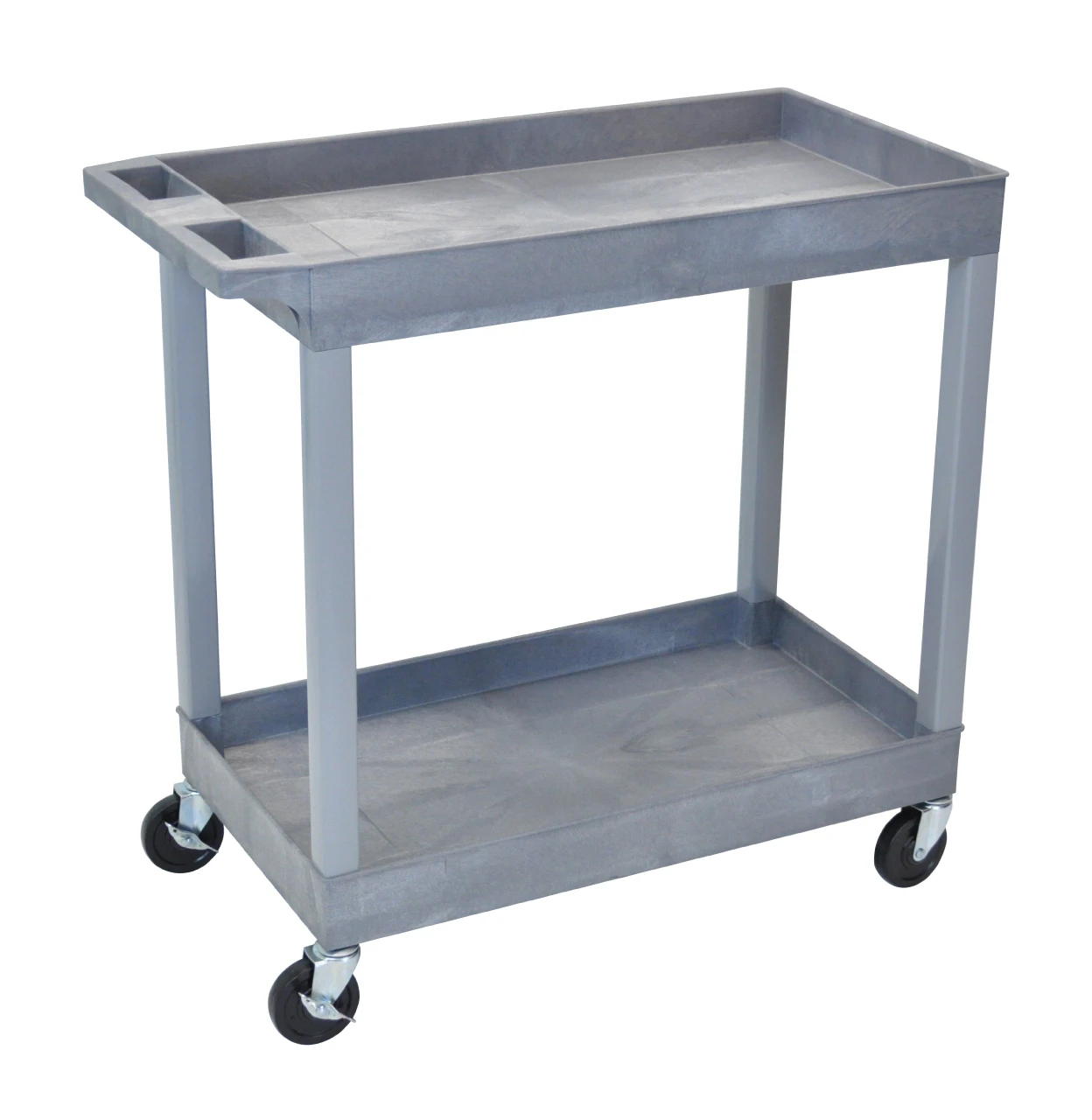 Luxor Workspaces Tub Storage Cart 2 Shelves - Gray , 32" X 18" (EC11-G)