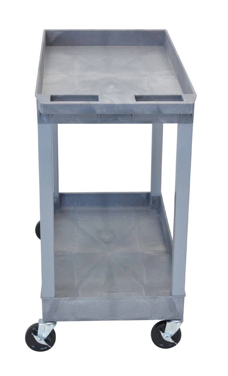 Luxor Workspaces Tub Storage Cart 2 Shelves - Gray , 32" X 18" (EC11-G) — product image 2