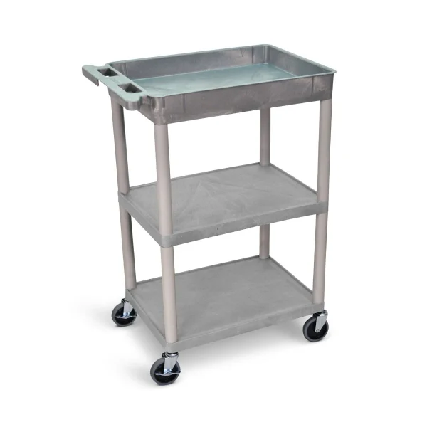 Luxor Workspaces Tub Top And Flat Middle/Bottom Shelf Cart (STC122-G)