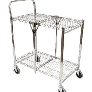 Luxor Workspaces Two-Shelf CollaPSIble Wire Utility Cart, Silver (WSCC-2)