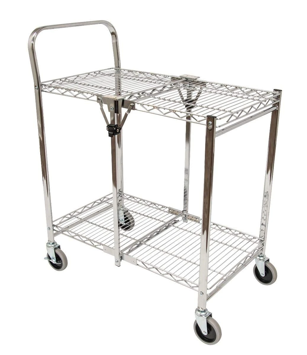 Luxor Workspaces Two-Shelf CollaPSIble Wire Utility Cart, Silver (WSCC-2)