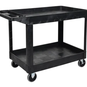 Luxor Workspaces Two Shelf Heavy-Duty Utility Cart , Black (XLC11-B)