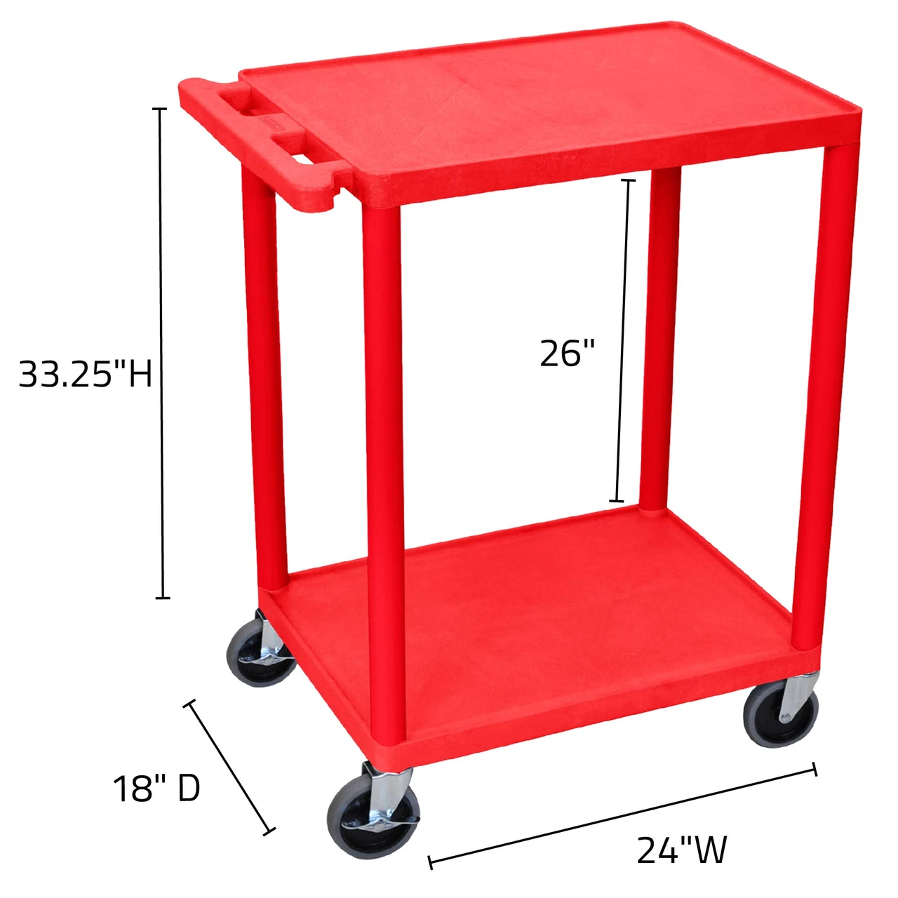 Luxor Workspaces Utility Cart, 33.5", Red (HE32-RD) — product image 3