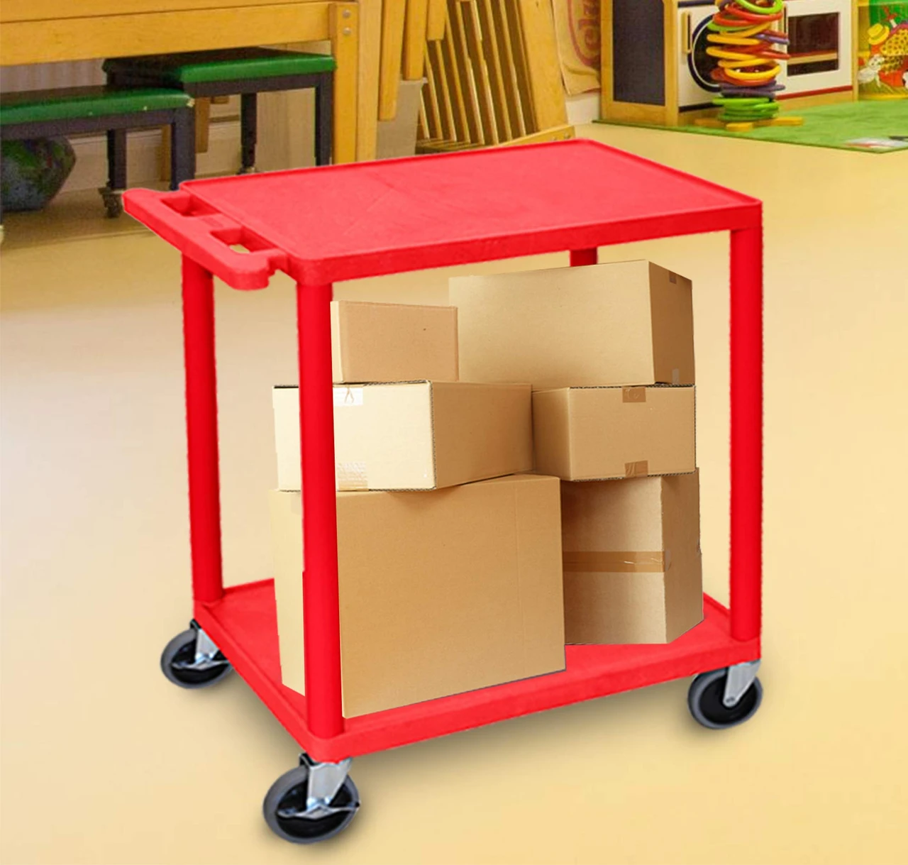Luxor Workspaces Utility Cart, 33.5", Red (HE32-RD) — product image 4